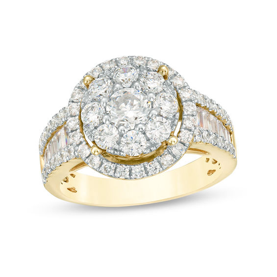 2.01 CT. T.W. Diamond Double Frame Multi-Row Engagement Ring in 14K Gold