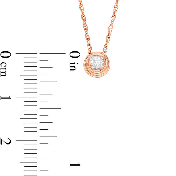 CT. T.W. Diamond Solitaire Swirl Pendant and Stud Earrings Set in 10K Rose Gold