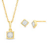 CT. T.W. Diamond Solitaire Square Pendant and Stud Earrings Set in 10K Gold