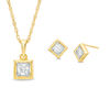 Thumbnail Image 1 of 0.45 CT. T.W. Diamond Solitaire Square Pendant and Stud Earrings Set in 10K Gold