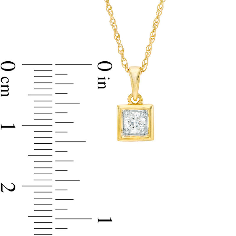 Main Image 4 of 0.45 CT. T.W. Diamond Solitaire Square Pendant and Stud Earrings Set in 10K Gold