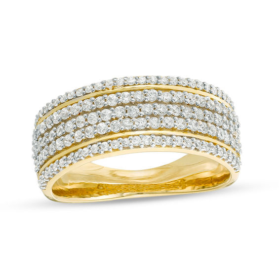 0.69 CT. T.W. Diamond Multi-Row Band in 10K Gold