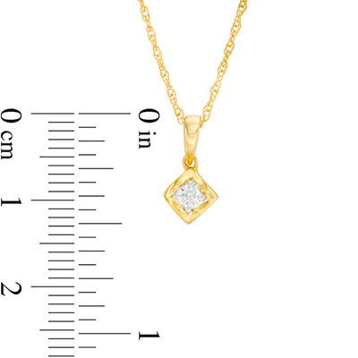 CT. T.W. Diamond Solitaire Tilted Twist Square Pendant and Stud Earrings Set in 10K Gold