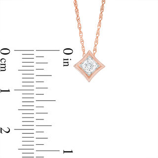 CT. T.W. Diamond Solitaire Concave Square Pendant and Stud Earrings Set in 10K Rose Gold