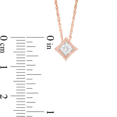 CT. T.W. Diamond Solitaire Concave Square Pendant and Stud Earrings Set in 10K Rose Gold