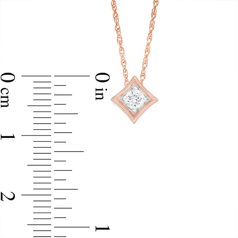 CT. T.W. Diamond Solitaire Concave Square Pendant and Stud Earrings Set in 10K Rose Gold