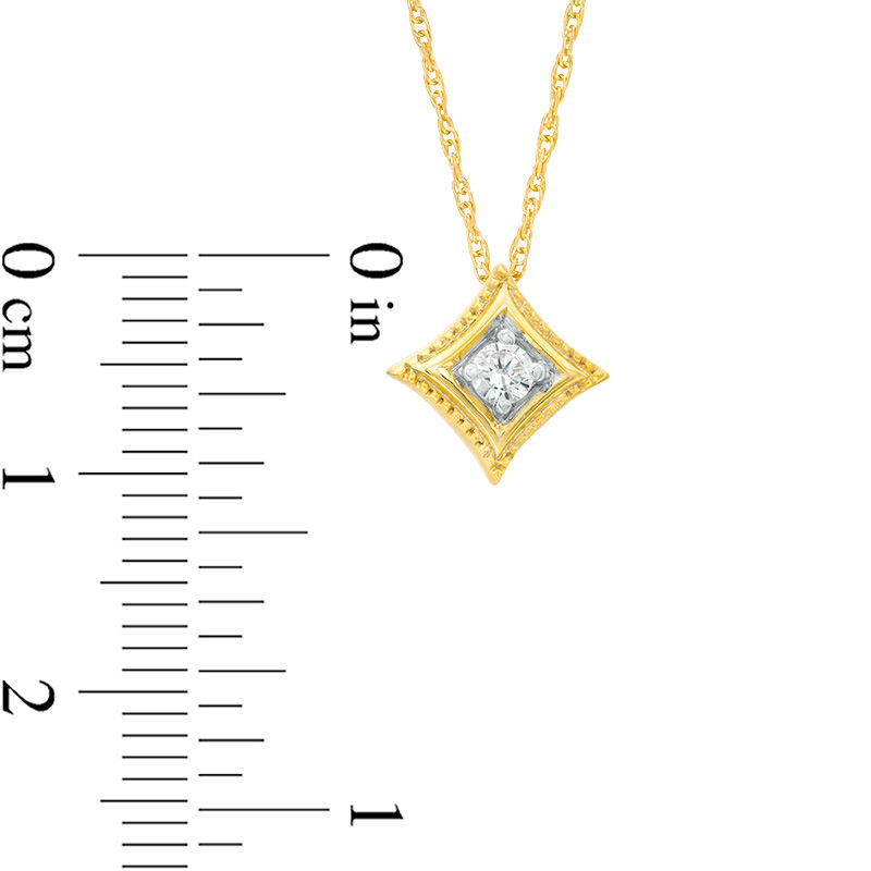 CT. T.W. Diamond Solitaire Concave Square Vintage-Style Pendant and Stud Earrings Set in 10K Gold