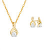 Thumbnail Image 0 of 0.23 CT. T.W. Diamond Solitaire Twist Pendant and Stud Earrings Set in 10K Gold