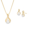 Thumbnail Image 1 of 0.45 CT. T.W. Diamond Solitaire Twist Pendant and Stud Earrings Set in 10K Gold