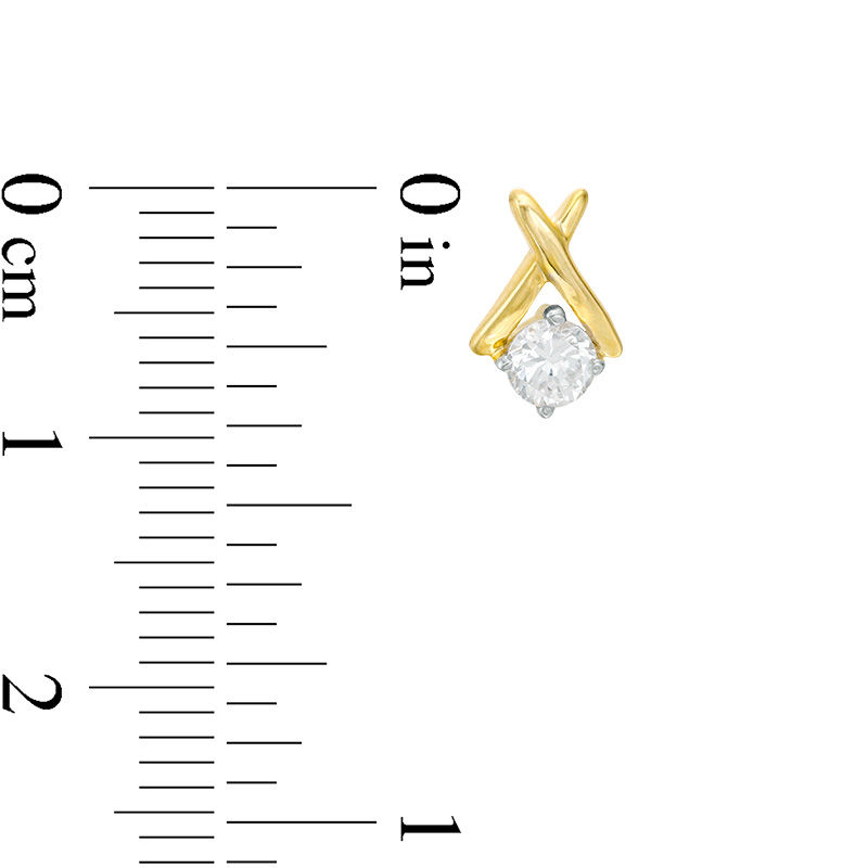 Main Image 3 of 0.45 CT. T.W. Diamond Solitaire &quot;X&quot; Pendant and Stud Earrings Set in 10K Gold