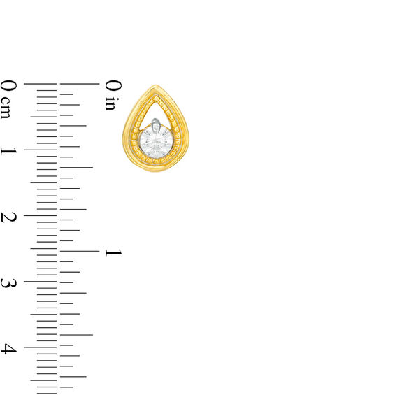 0.23 CT. T.W. Diamond Beaded Open Frame Solitaire Teardrop Pendant and Stud Earrings Set in 10K Gold