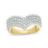 Thumbnail Image 0 of 0.95 CT. T.W. Diamond Multi-Row Chevron Band in 10K Gold