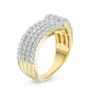 0.95 CT. T.W. Diamond Multi-Row Chevron Band in 10K Gold