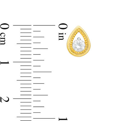 0.45 CT. T.W. Diamond Beaded Solitaire Teardrop Pendant and Stud Earrings Set in 10K Gold