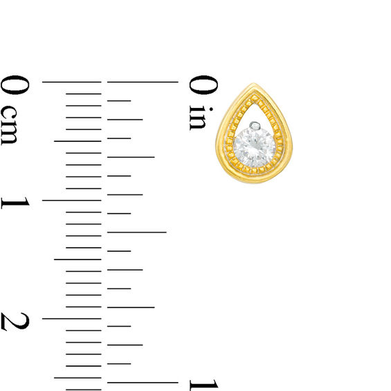 0.45 CT. T.W. Diamond Beaded Solitaire Teardrop Pendant and Stud Earrings Set in 10K Gold