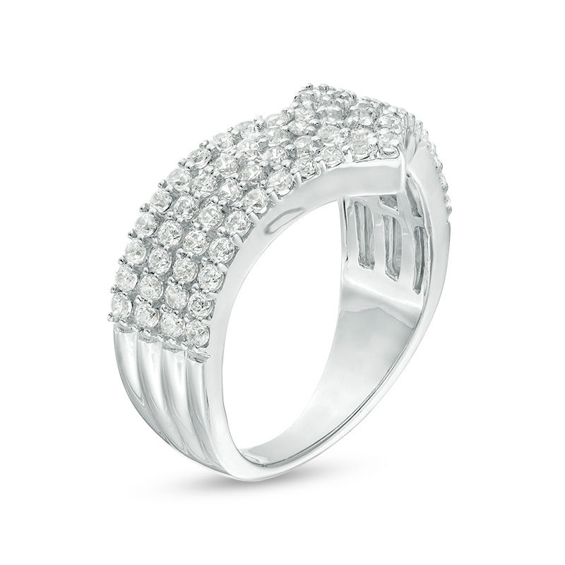 Main Image 3 of 0.95 CT. T.W. Diamond Multi-Row Chevron Band in 10K White Gold