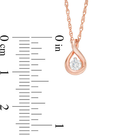 CT. T.W. Diamond Solitaire Teardrop Twist Pendant and Stud Earrings Set in 10K Rose Gold