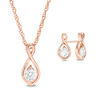 CT. T.W. Diamond Solitaire Flame Twist Pendant and Stud Earrings Set in 10K Rose Gold