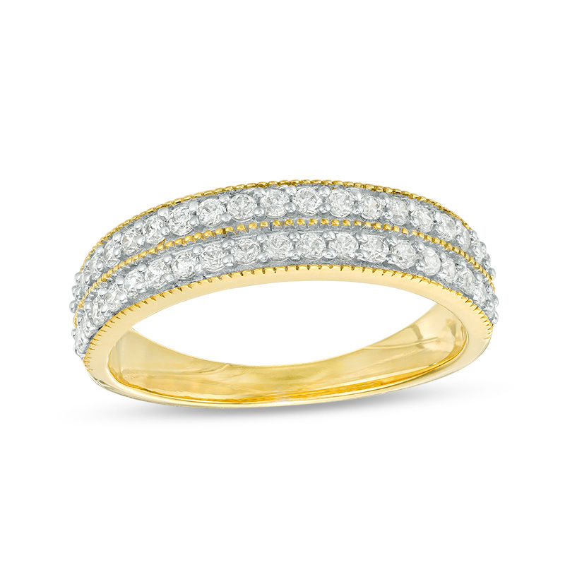 Main Image 1 of 0.37 CT. T.W. Diamond Double Row Vintage-Style Band in 10K Gold