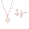 Thumbnail Image 1 of 0.45 CT. T.W. Diamond Solitaire Flame Twist Pendant and Stud Earrings Set in 10K Rose Gold