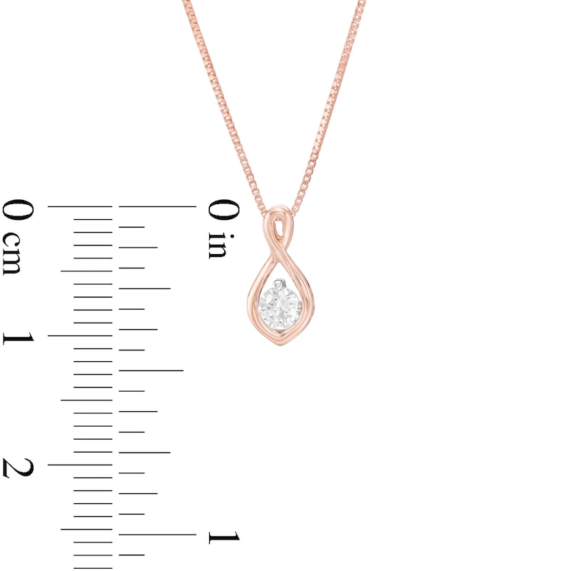 Main Image 3 of 0.45 CT. T.W. Diamond Solitaire Flame Twist Pendant and Stud Earrings Set in 10K Rose Gold