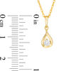 CT. T.W. Diamond Solitaire Teardrop Flame Pendant and Stud Earrings Set in 10K Gold