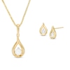 Thumbnail Image 1 of 0.45 CT. T.W. Diamond Solitaire Teardrop Flame Pendant and Stud Earrings Set in 10K Gold