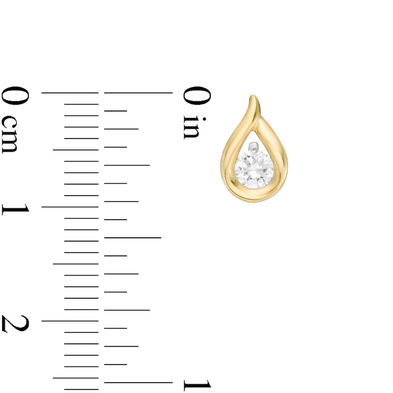 Main Image 4 of 0.45 CT. T.W. Diamond Solitaire Teardrop Flame Pendant and Stud Earrings Set in 10K Gold