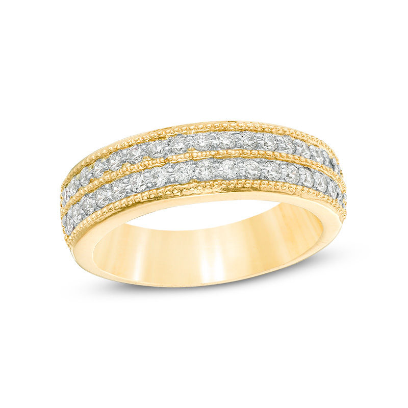 0.45 CT. T.W. Diamond Double Row Vintage-Style Anniversary Band in 10K Gold