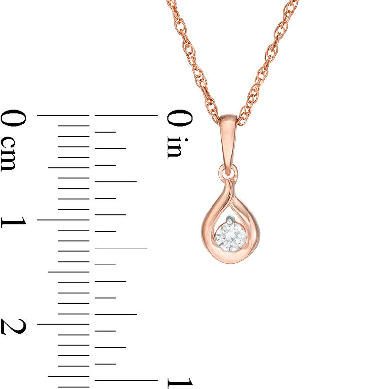 CT. T.W. Diamond Solitaire Teardrop Flame Pendant and Stud Earrings Set in 10K Rose Gold