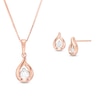 Thumbnail Image 1 of 0.45 CT. T.W. Diamond Solitaire Teardrop Flame Pendant and Stud Earrings Set in 10K Rose Gold