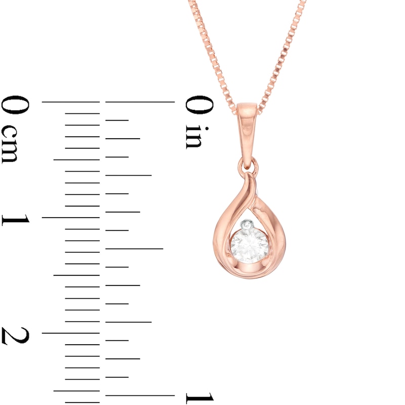 Main Image 3 of 0.45 CT. T.W. Diamond Solitaire Teardrop Flame Pendant and Stud Earrings Set in 10K Rose Gold