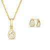 Thumbnail Image 1 of 0.23 CT. T.W. Diamond Solitaire Teardrop Pendant and Stud Earrings Set in 10K Gold