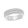 Thumbnail Image 1 of 0.45 CT. T.W. Diamond Double Row Vintage-Style Anniversary Band in 10K White Gold