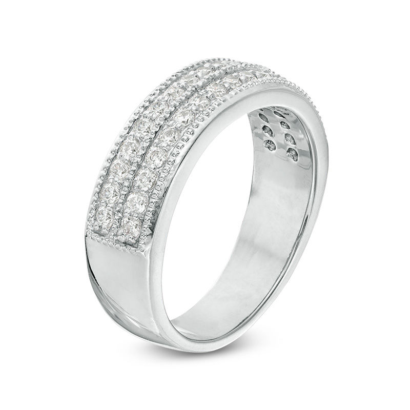 Main Image 3 of 0.45 CT. T.W. Diamond Double Row Vintage-Style Anniversary Band in 10K White Gold