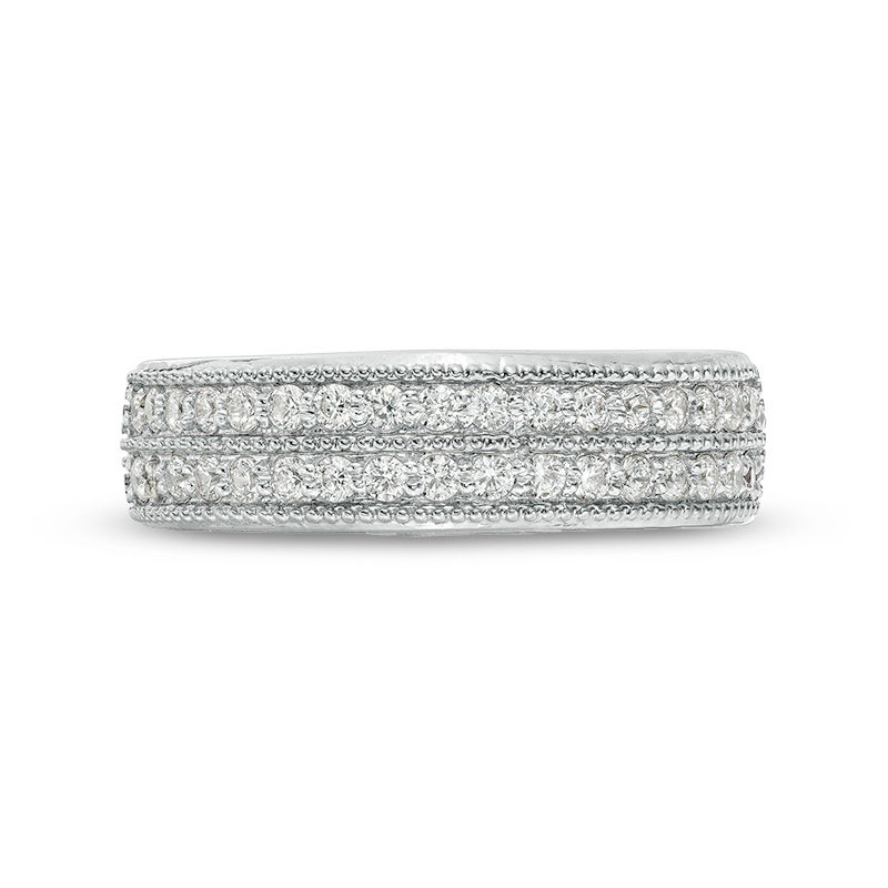 Main Image 4 of 0.45 CT. T.W. Diamond Double Row Vintage-Style Anniversary Band in 10K White Gold