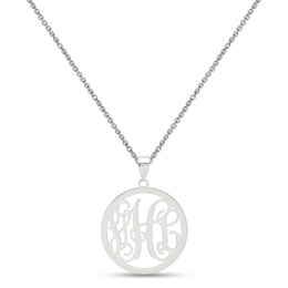 Script Monogram Round Pendant (3 Initials)