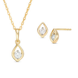 0.23 CT. T.W. Diamond Solitaire Marquise Pendant and Stud Earrings Set in 10K Gold