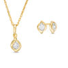 Thumbnail Image 0 of 0.23 CT. T.W. Diamond Channel-Set Solitaire Twist Flame Pendant and Stud Earrings Set in 10K Gold