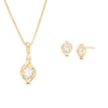 Thumbnail Image 1 of 0.45 CT. T.W. Diamond Channel-Set Solitaire Twist Flame Pendant and Stud Earrings Set in 10K Gold