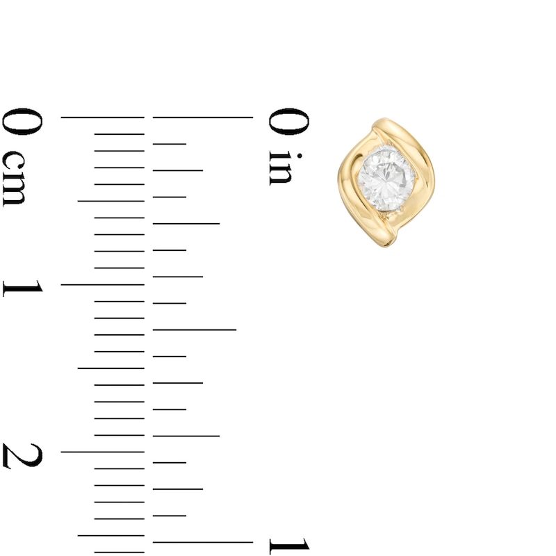 Main Image 4 of 0.45 CT. T.W. Diamond Channel-Set Solitaire Twist Flame Pendant and Stud Earrings Set in 10K Gold