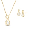 Thumbnail Image 1 of 0.45 CT. T.W. Diamond Solitaire Infinity Pendant and Stud Earrings Set in 10K Gold