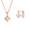 Thumbnail Image 0 of 0.23 CT. T.W. Diamond Solitaire Tilted Square Twist Pendant and Stud Earrings Set in 10K Rose Gold