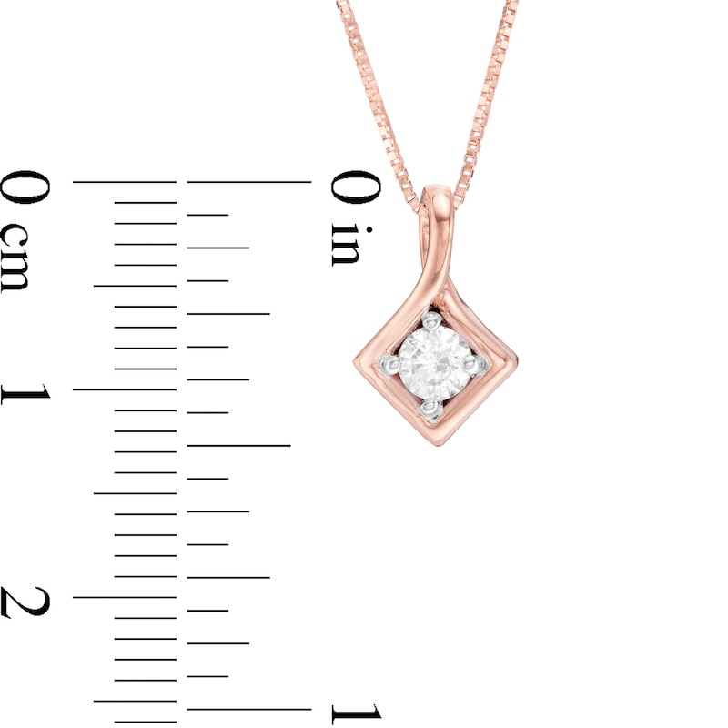 Main Image 3 of 0.45 CT. T.W. Diamond Solitaire Tilted Square Twist Pendant and Stud Earrings Set in 10K Rose Gold