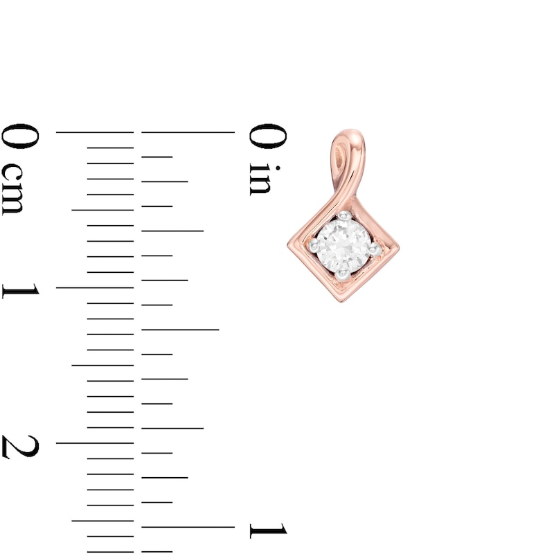 Main Image 4 of 0.45 CT. T.W. Diamond Solitaire Tilted Square Twist Pendant and Stud Earrings Set in 10K Rose Gold