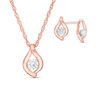 CT. T.W. Diamond Solitaire Flame Pendant and Stud Earrings Set in 10K Rose Gold