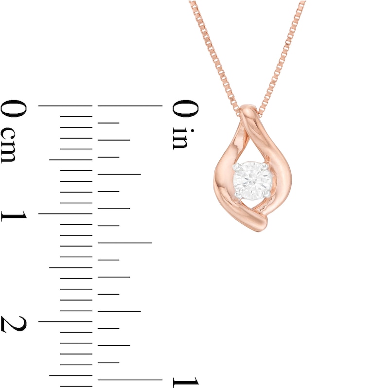 Main Image 3 of 0.45 CT. T.W. Diamond Solitaire Flame Pendant and Stud Earrings Set in 10K Rose Gold