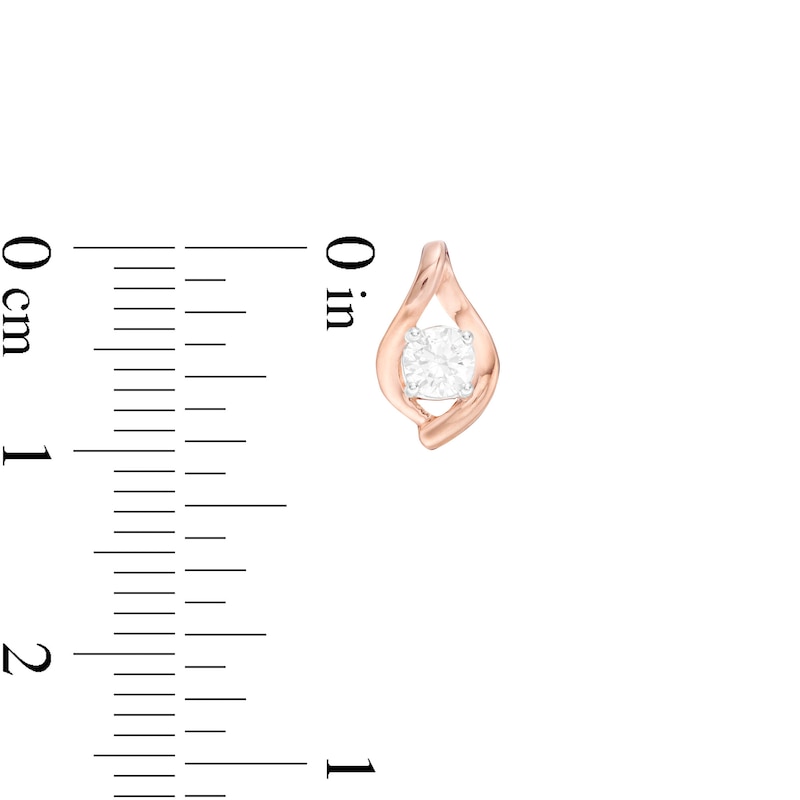 Main Image 4 of 0.45 CT. T.W. Diamond Solitaire Flame Pendant and Stud Earrings Set in 10K Rose Gold