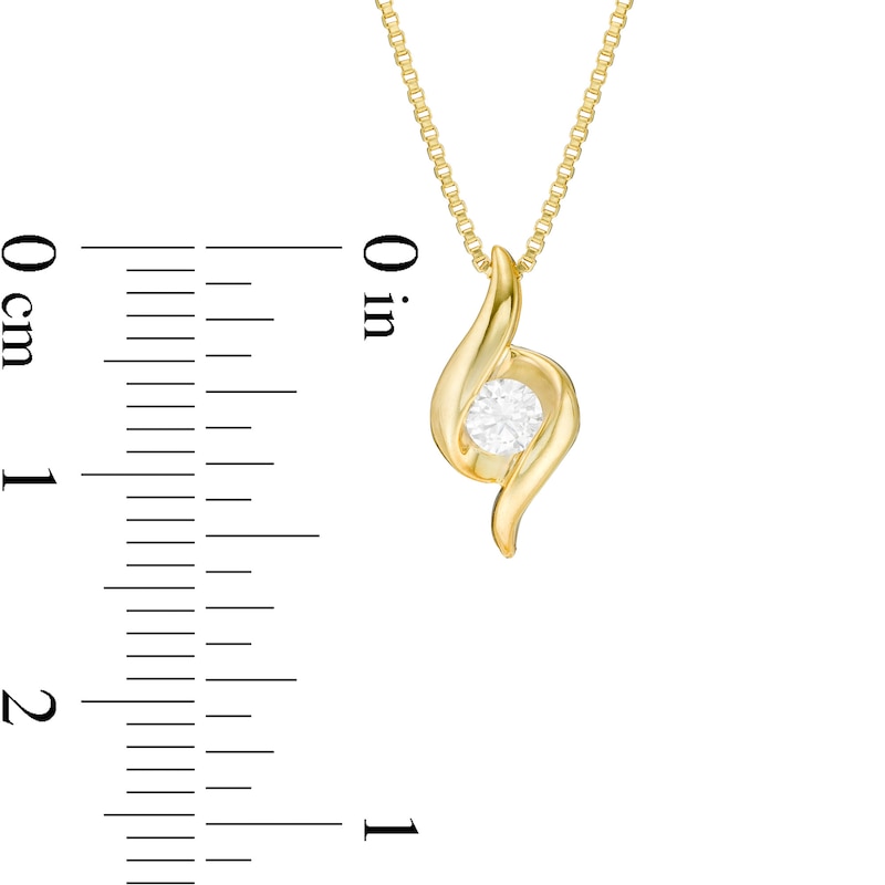 Main Image 3 of 0.45 CT. T.W. Diamond Channel-Set Solitaire Bypass Flame Pendant and Stud Earrings Set in 10K Gold