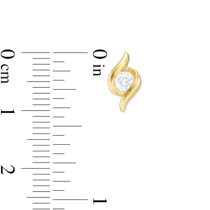 Main Image 4 of 0.45 CT. T.W. Diamond Channel-Set Solitaire Bypass Flame Pendant and Stud Earrings Set in 10K Gold